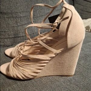 Forever 21 Strappy Nude Wedge Sandals